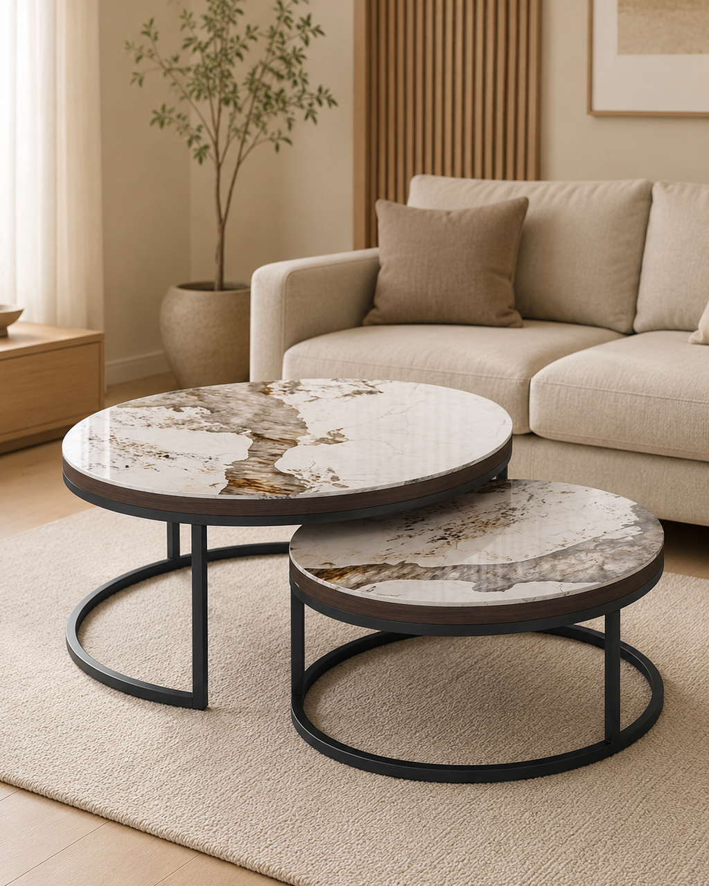 Kaelen Sintered Stone Nesting Coffee Table