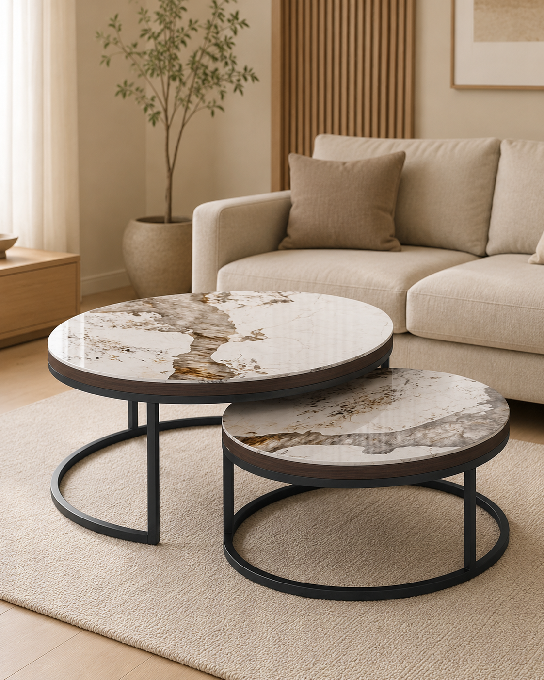 Kaelen Sintered Stone Nesting Coffee Table