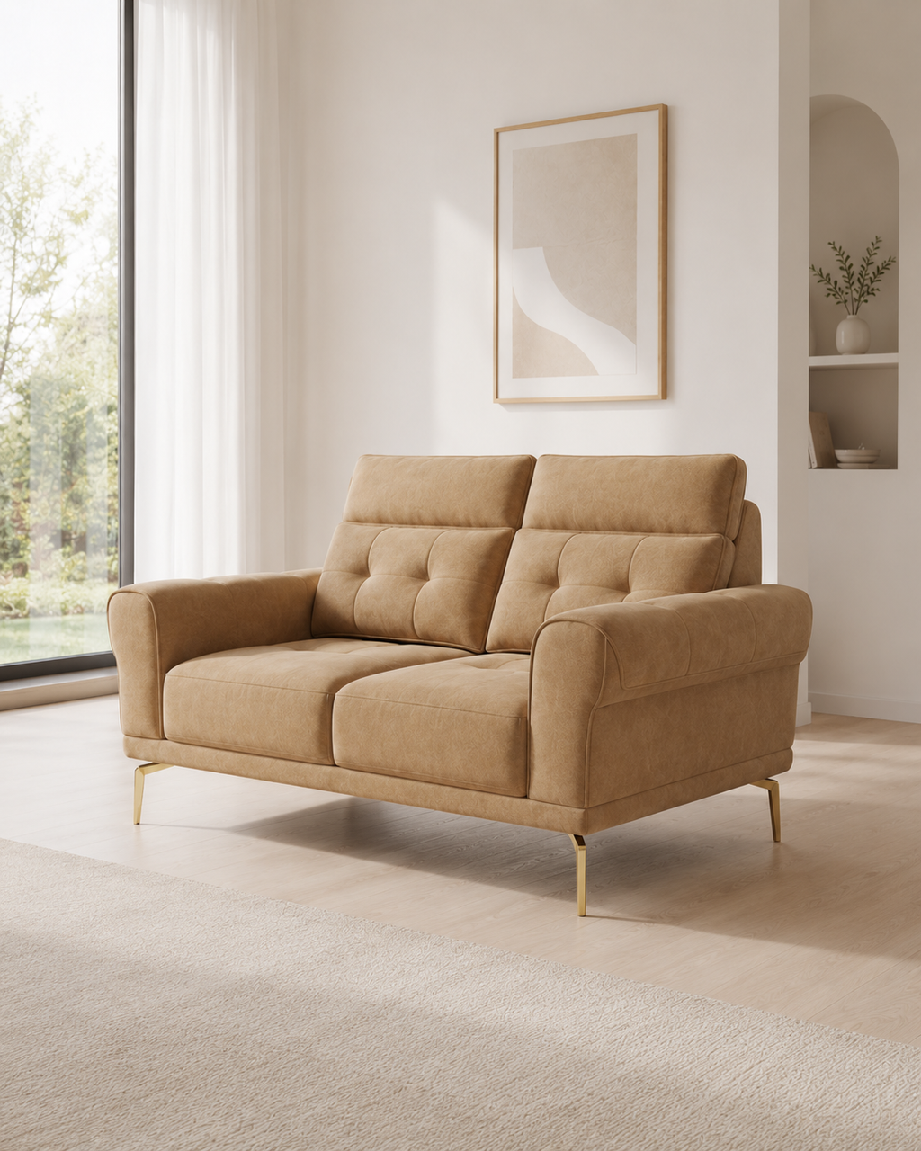 Sable Fabric Adjustable Headrest Sofa