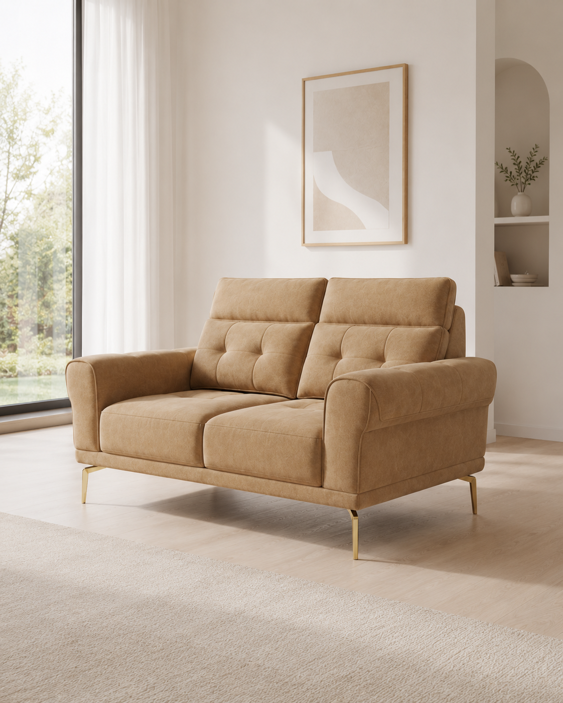 Sable Fabric Adjustable Headrest Sofa