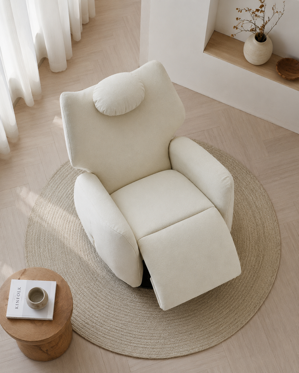 Avienne Fabric Swivel Recliner Chair