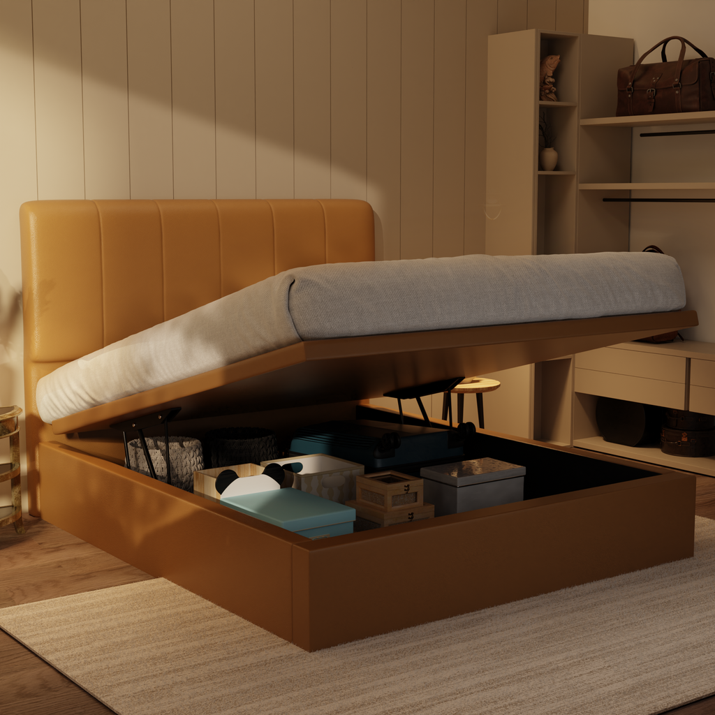 Joane Genuine Leather Storage Bed (Gas Lift) by Esteller