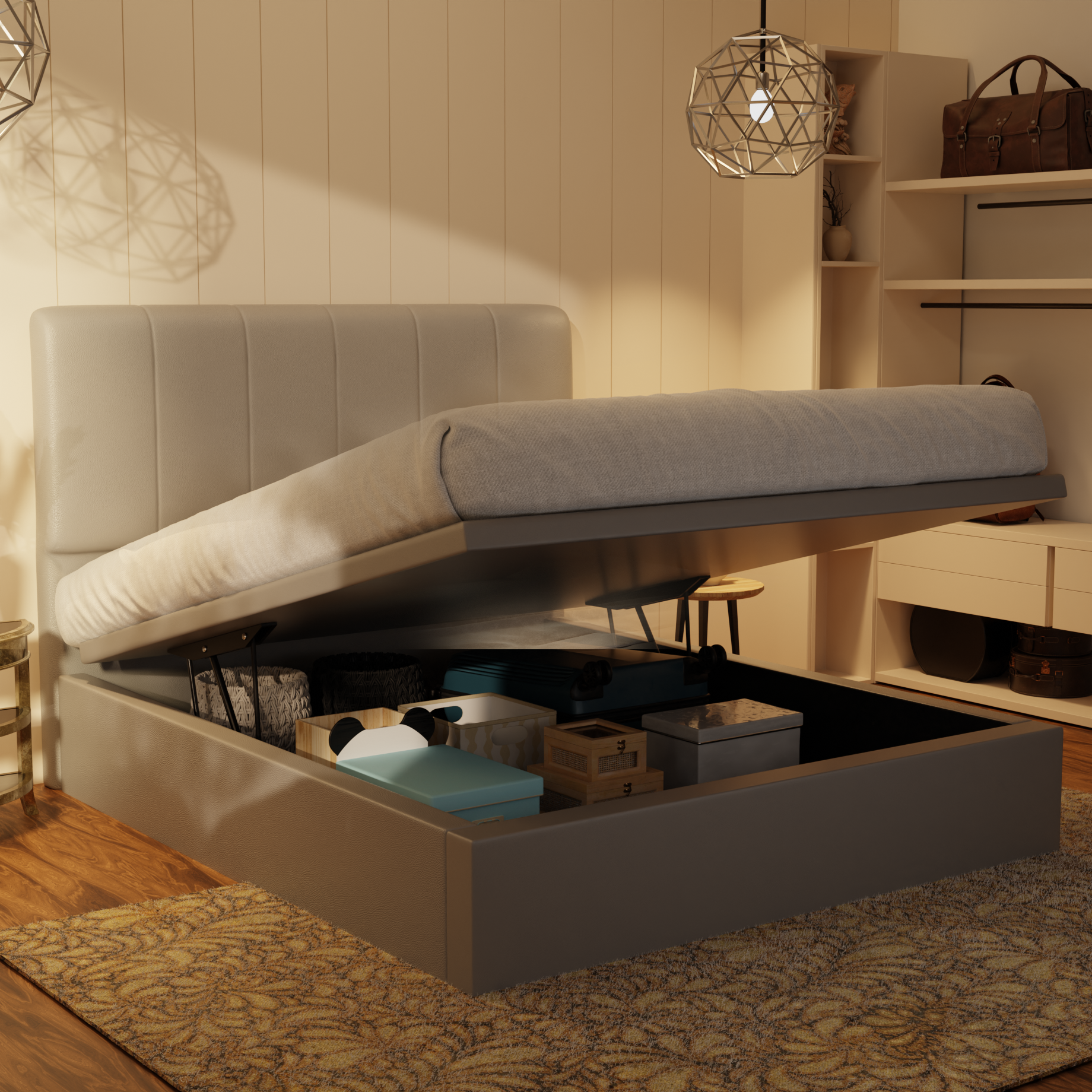 Joane Genuine Leather Storage Bed (Gas Lift) by Esteller