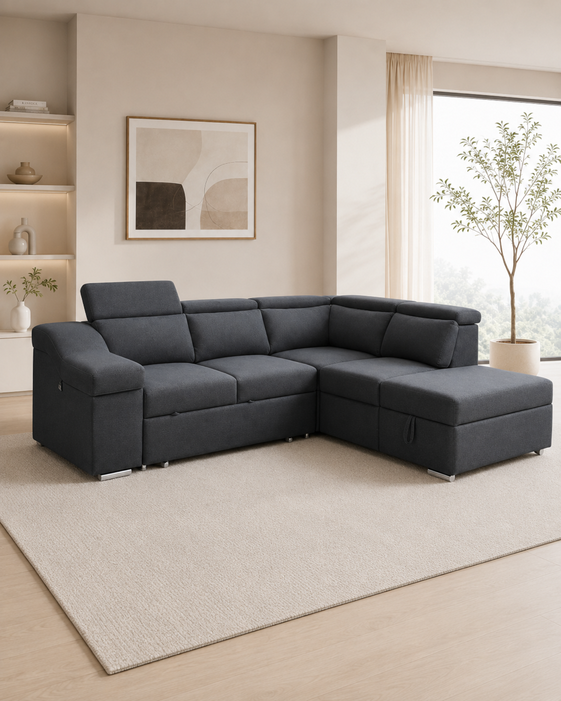 Hadley Fabric Corner Sofa Bed