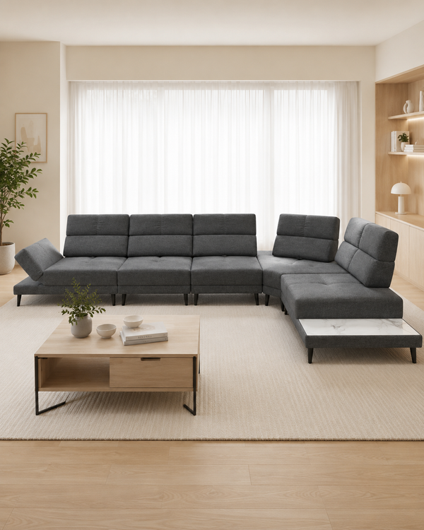 Calder Fabric Adjustable Backrest & Armrest Corner Sofa