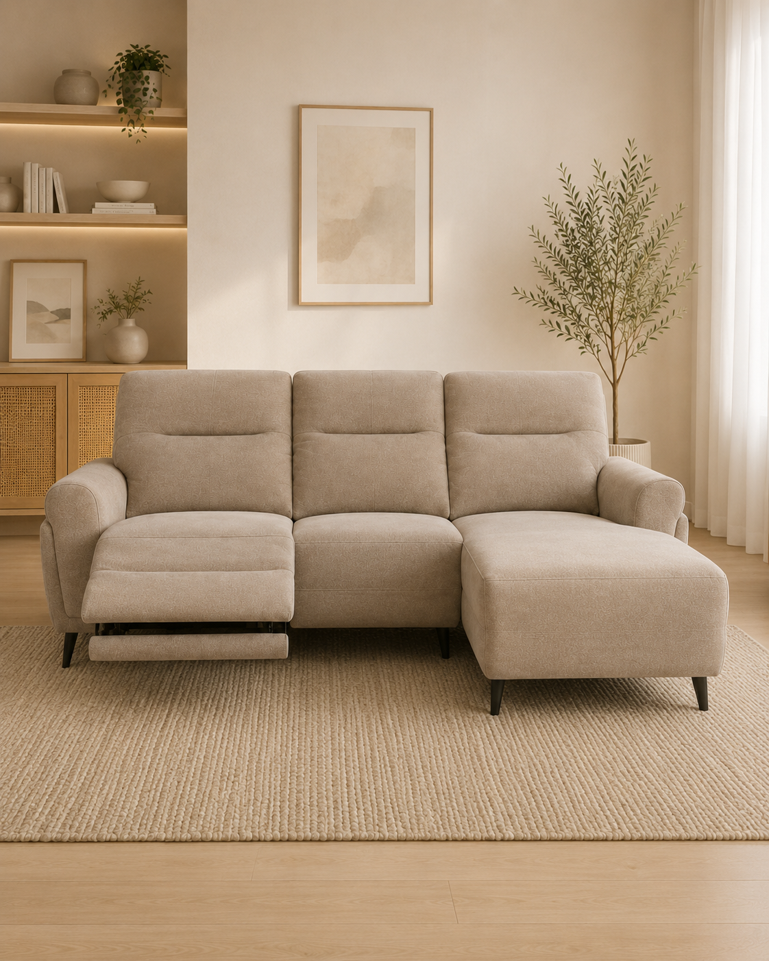 Arista Fabric Recliner L-Shaped Sofa
