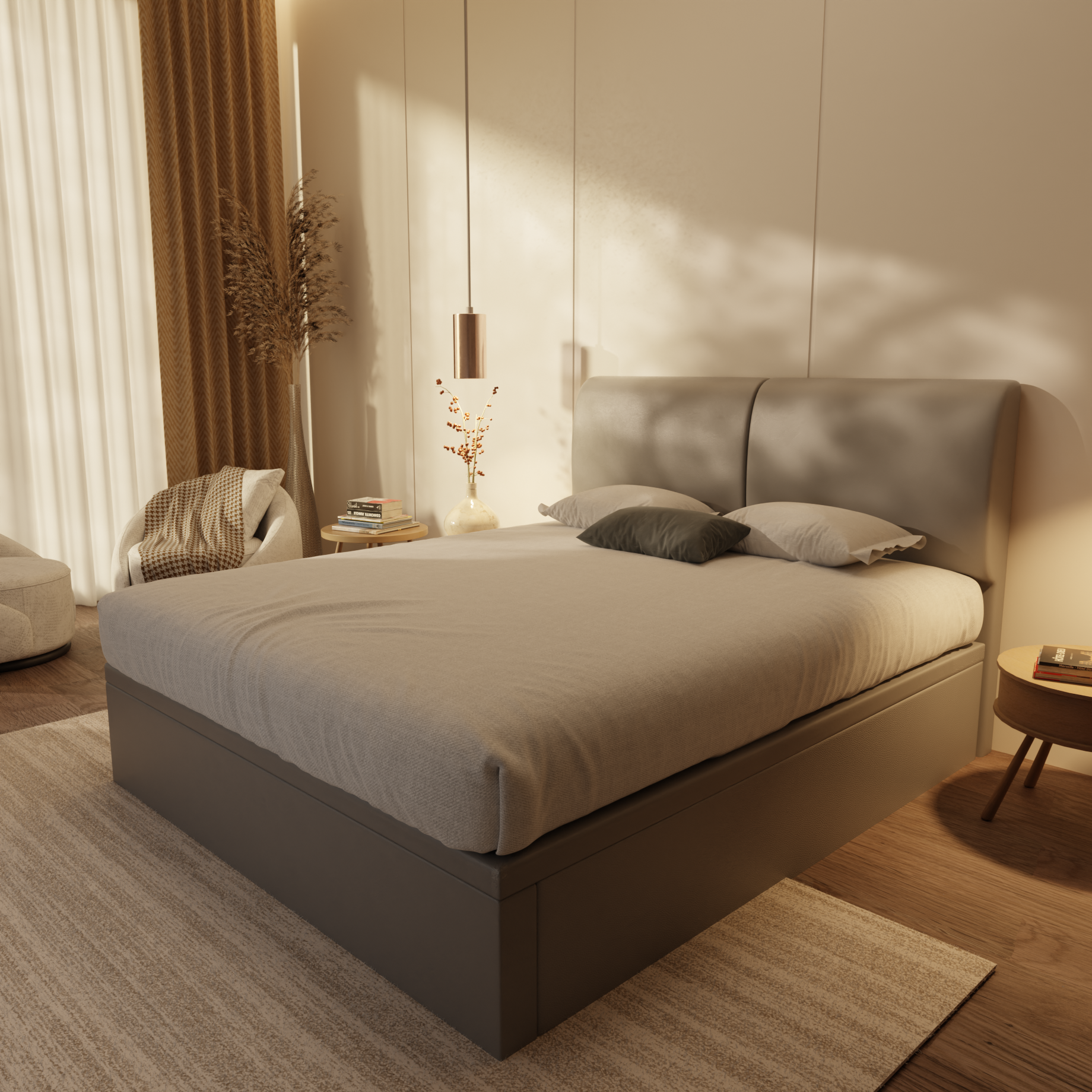 Sloane Genuine Leather Storage Bed (Gas Lift)