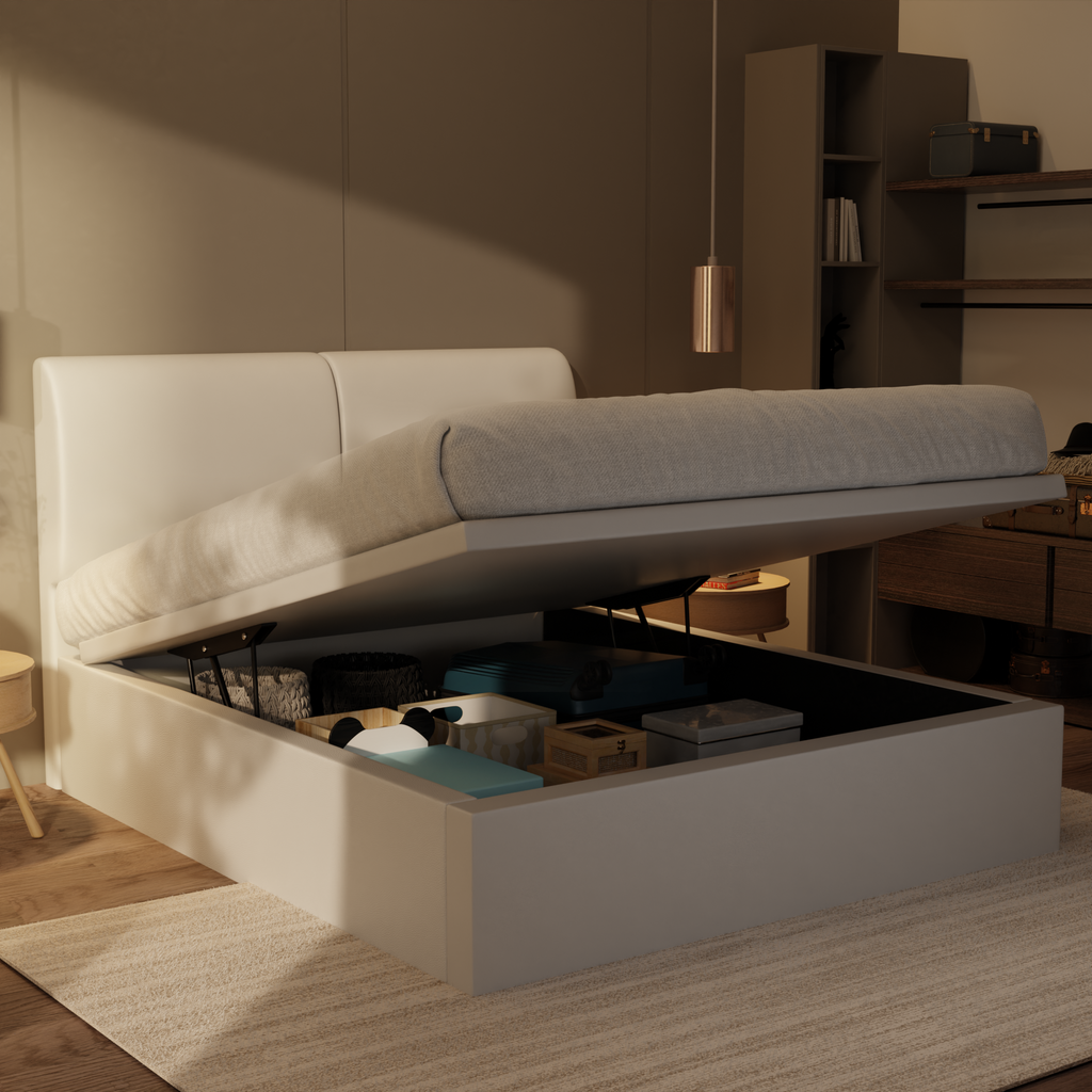 Sloane Genuine Leather Storage Bed (Gas Lift)
