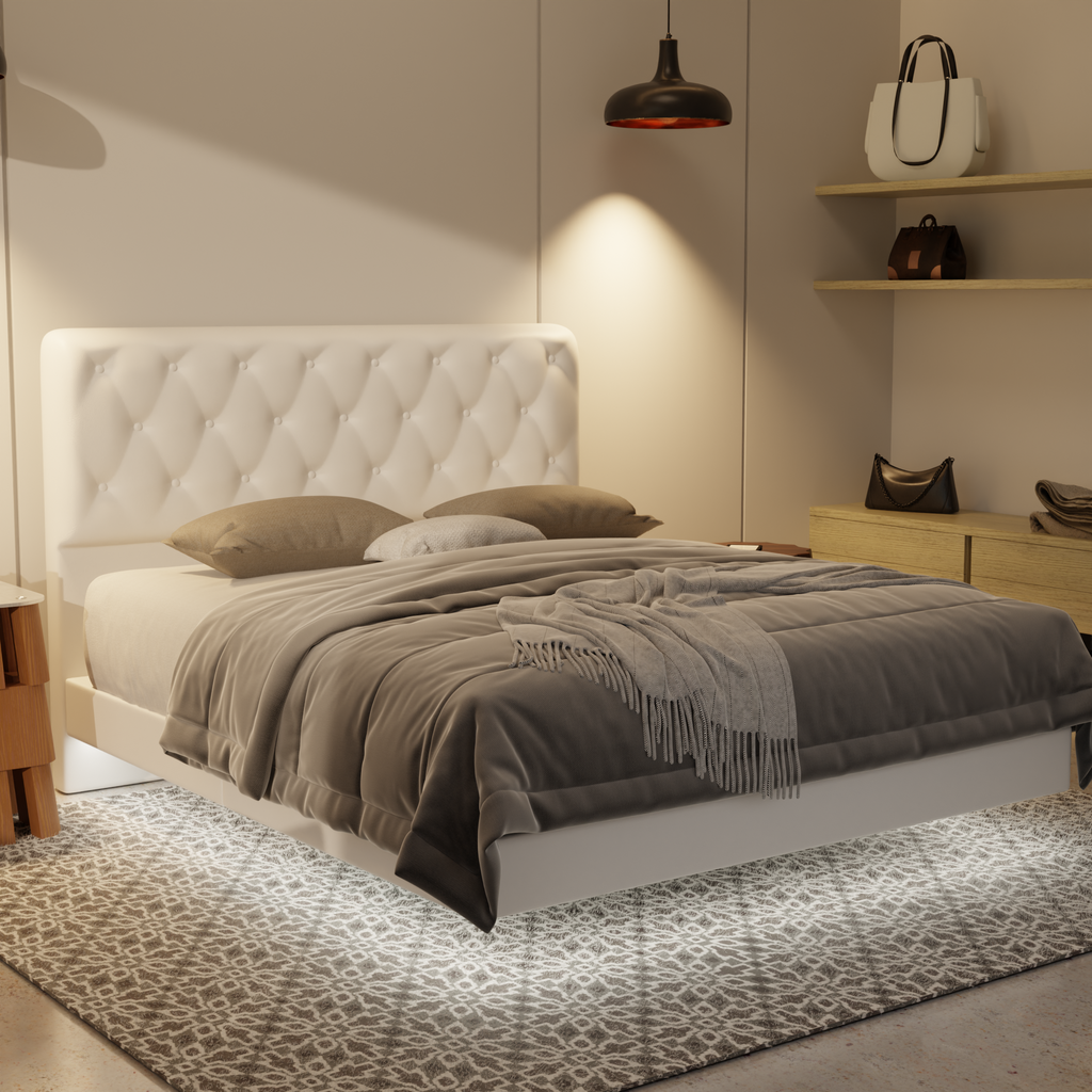 Wimble Genuine Leather Floating Bed Frame (With LED) by Esteller