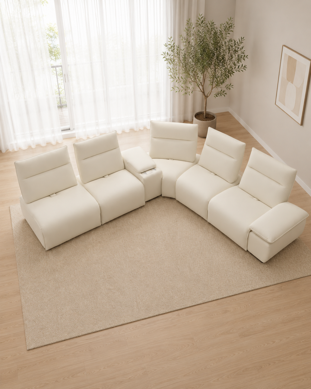 Helia Fabric Adjustable Backrest & Armrest Recliner Corner Sofa