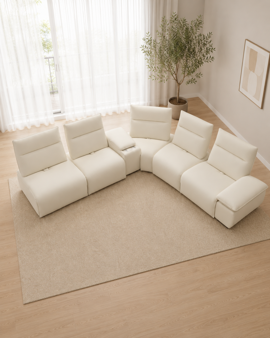 Helia Fabric Adjustable Backrest & Armrest Recliner Corner Sofa