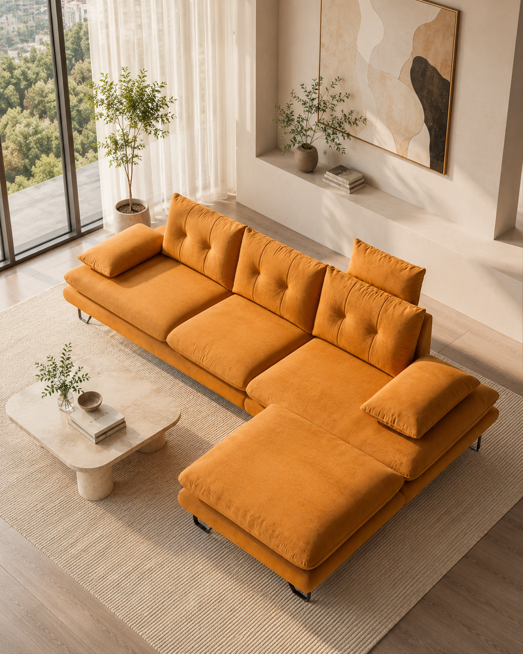 Oriana Fabric Adjustable Backrest & Armrest Sofa