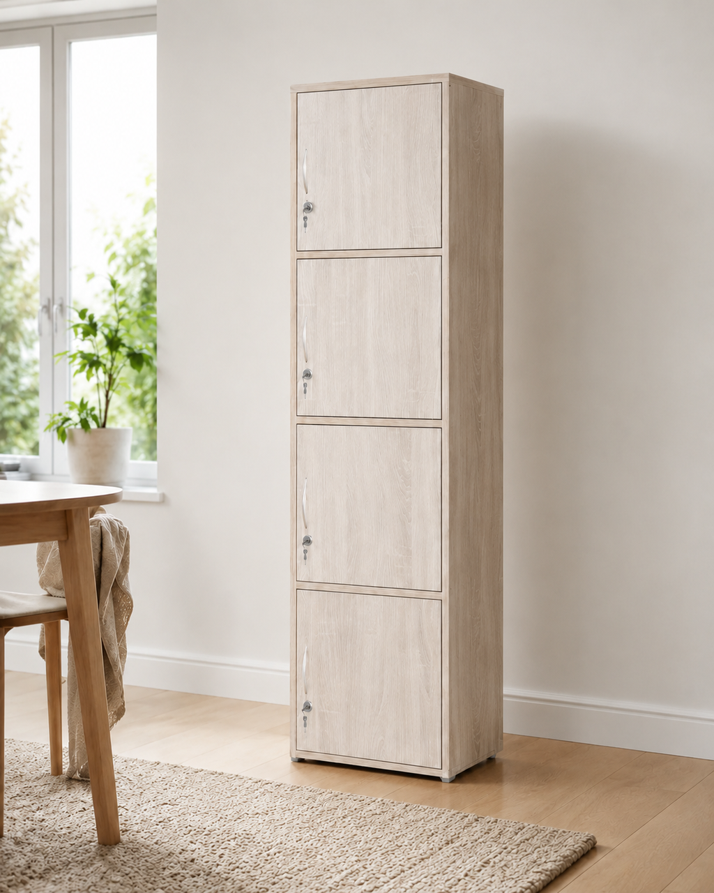 Vela Oak Lockable Storage Cabinet