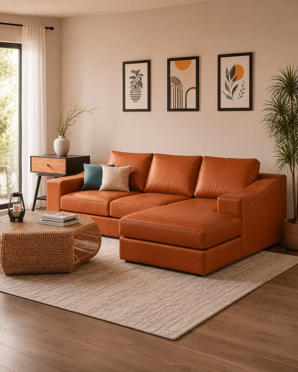 Valdora Faux Leather Sectional Sofa