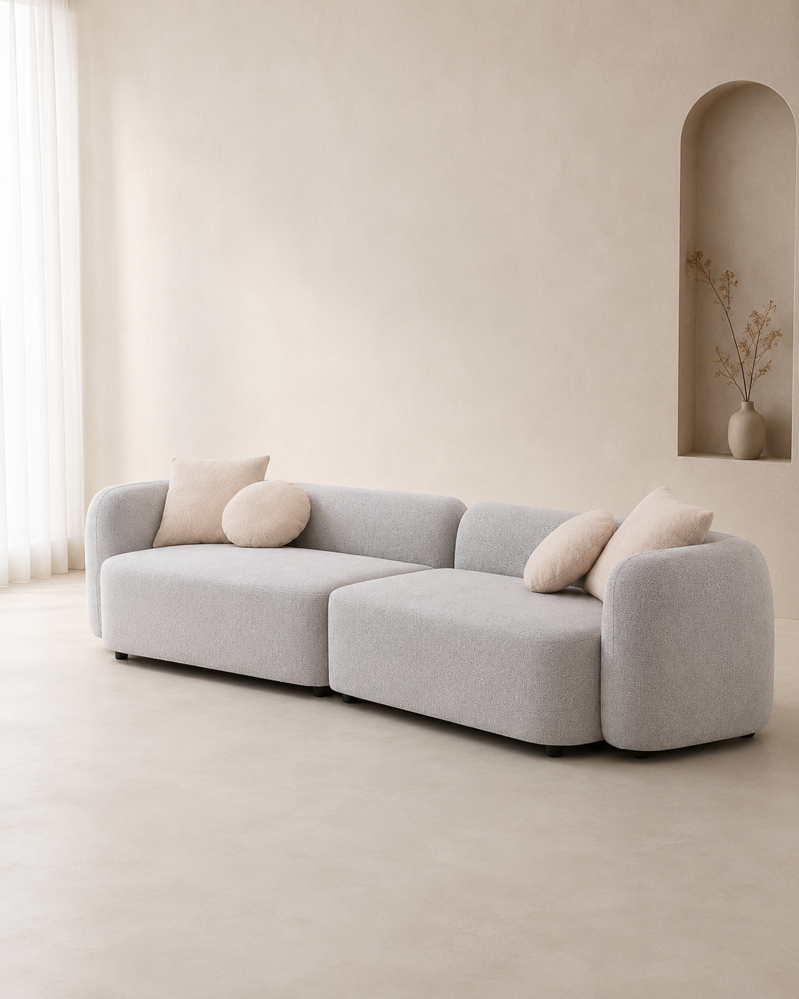 Nerisse Curved Fabric Sofa