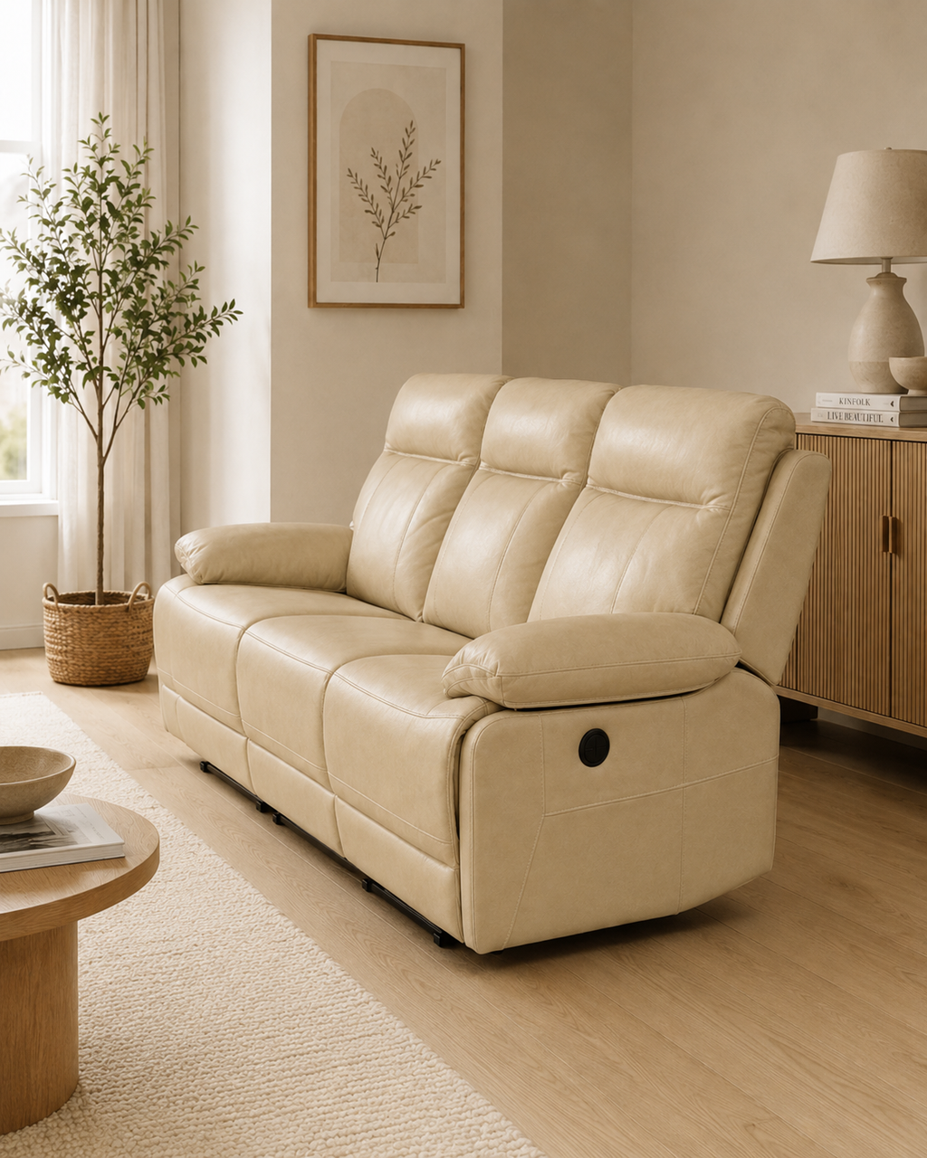 Wycliffe Genuine Leather Recliner Sofa
