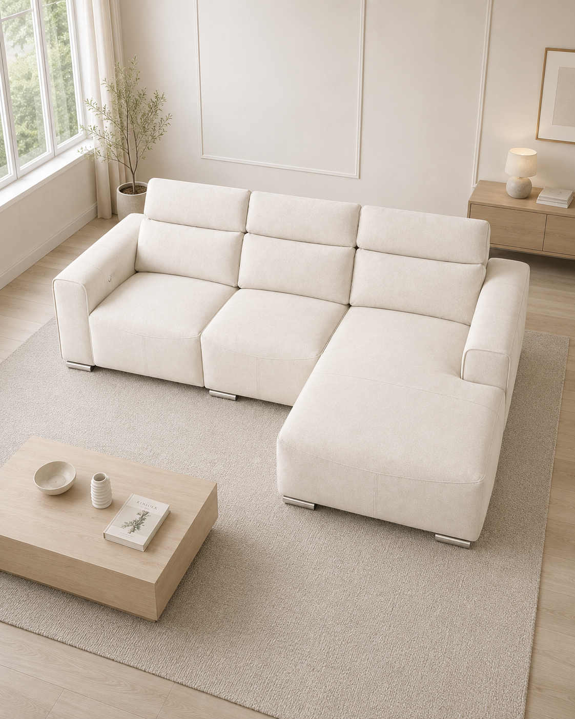 Alba Fabric Adjustable Headrest Recliner Sectional Sofa
