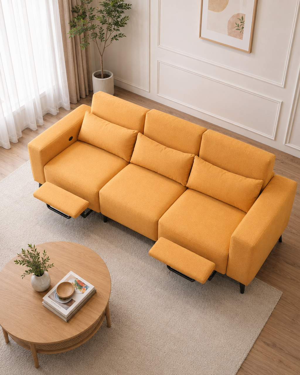 Lennox Fabric Adjustable Legrest & Backrest Sofa