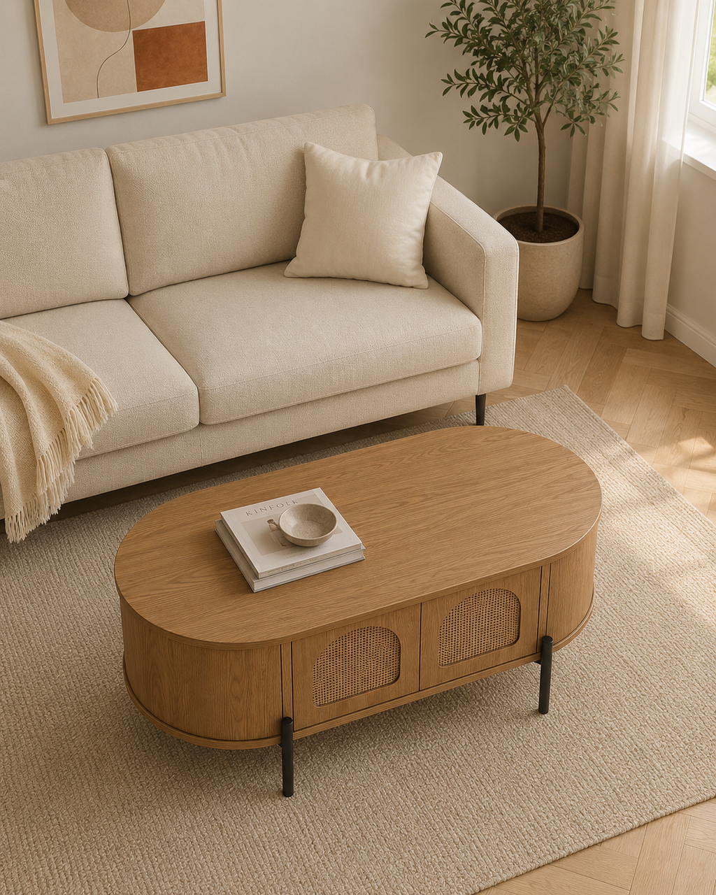 Alma Rattan Wooden Coffee Table