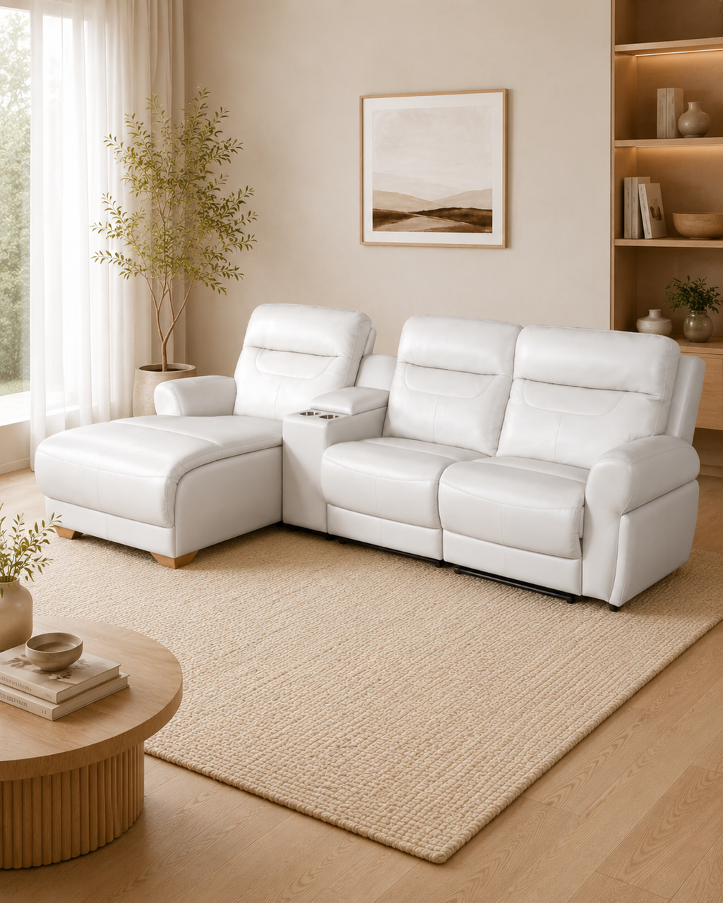 Cavendish Genuine Leather Recliner Chaise Sofa