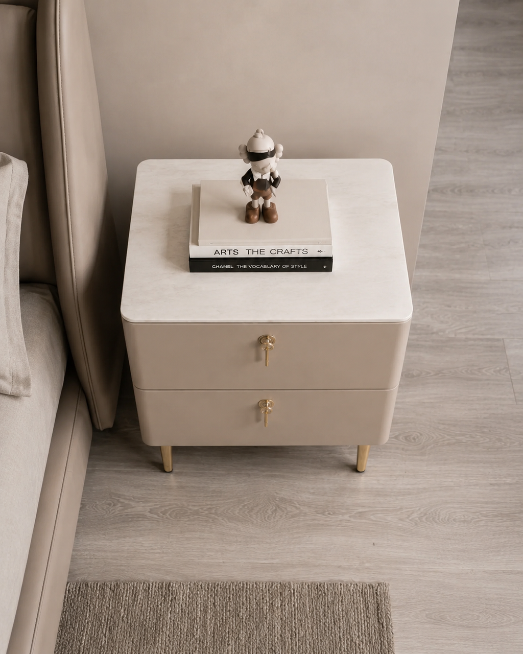 Aurelle Taupe Bedside Table