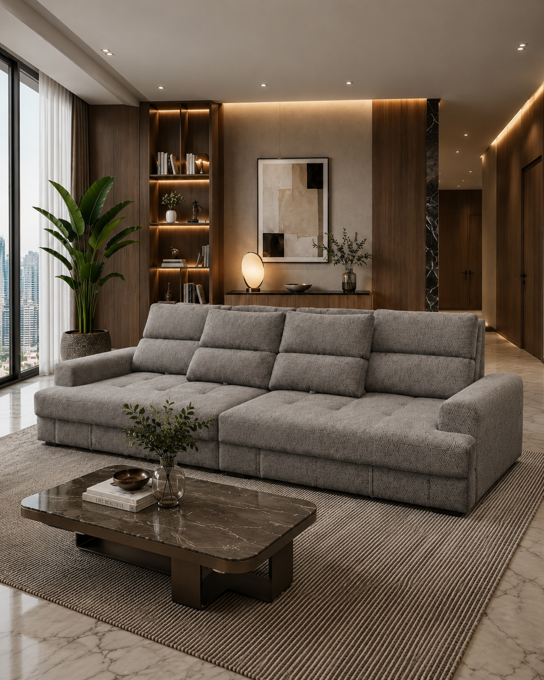 Fenton Fabric Adjustable Backrest Storage Sofa