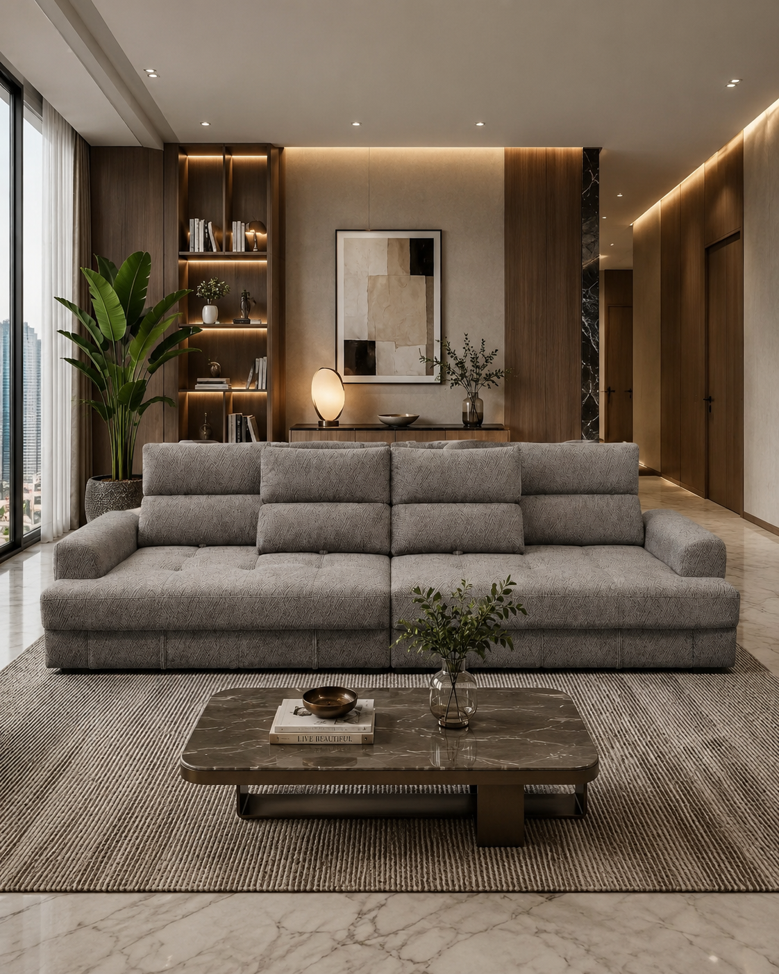 Fenton Fabric Adjustable Backrest Storage Sofa