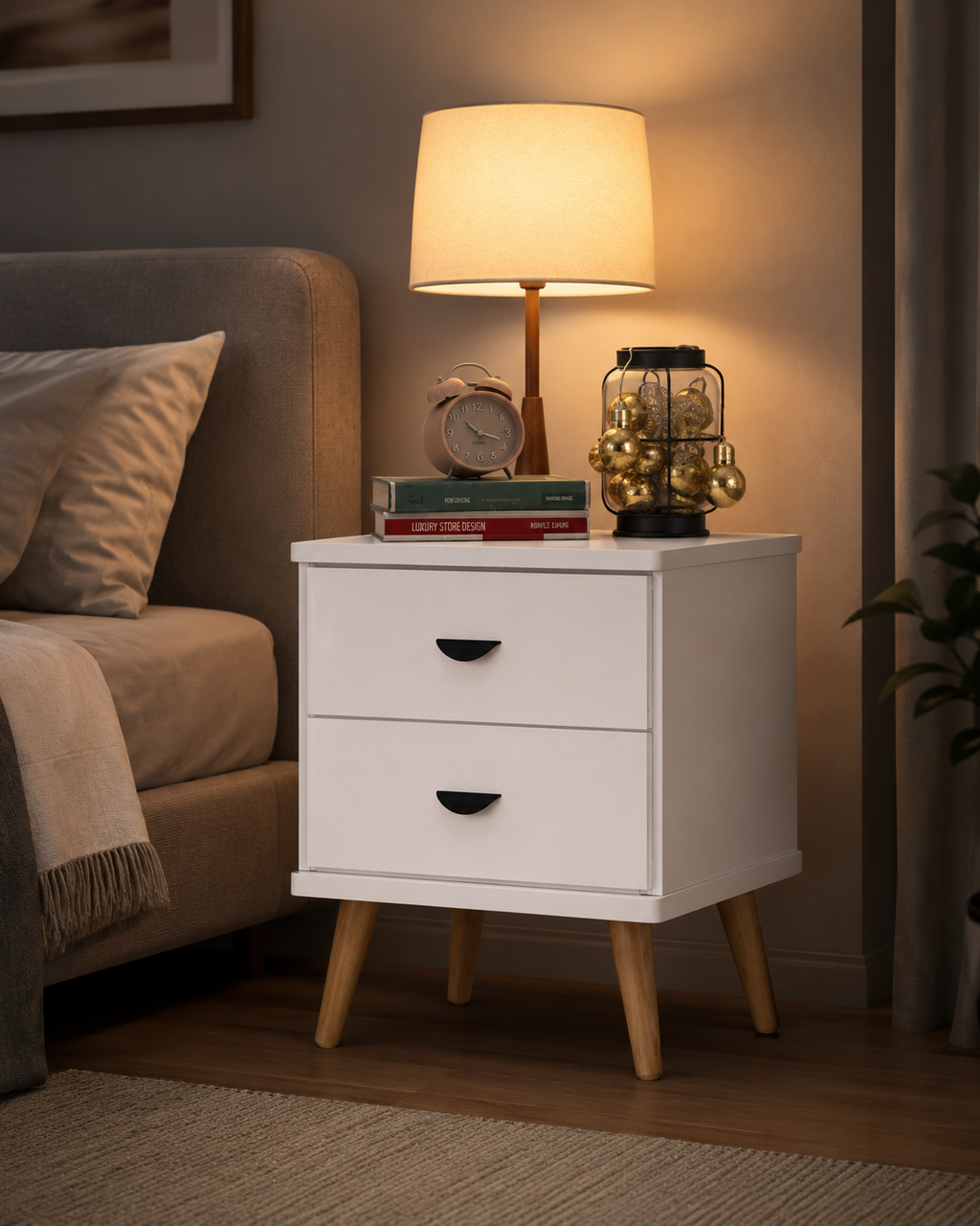 Nola White Bedside Table