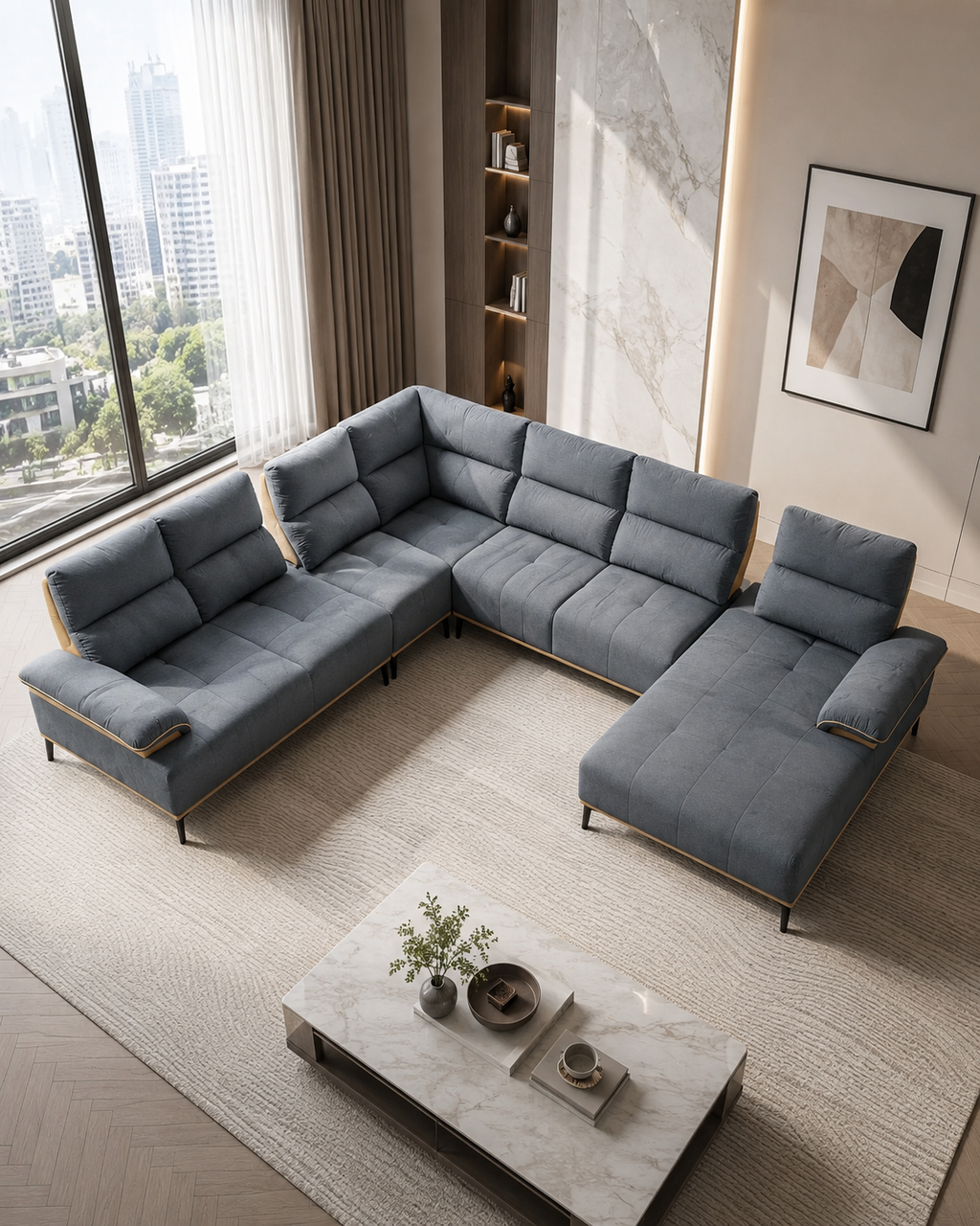 Vale Fabric Adjustable Backrest Corner Sofa