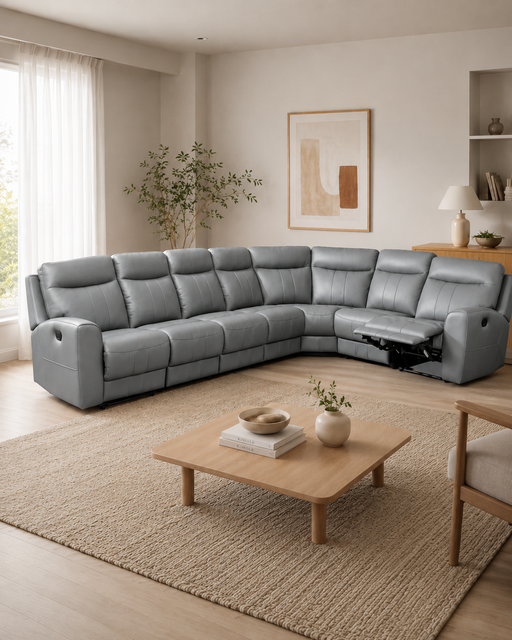 Brentwood Genuine Leather Recliner Sectional Sofa