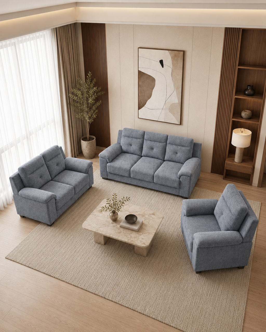 Ashby Fabric Sofa Set