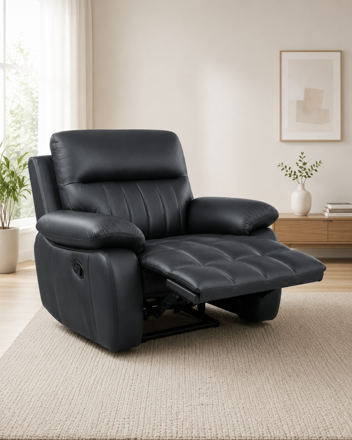 Onyx Genuine Leather Recliner Sofa