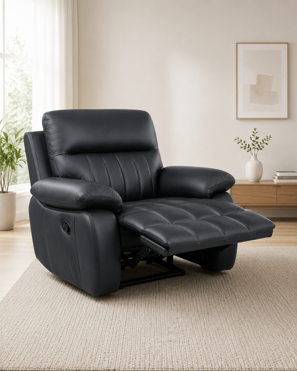 Onyx Genuine Leather Recliner Sofa