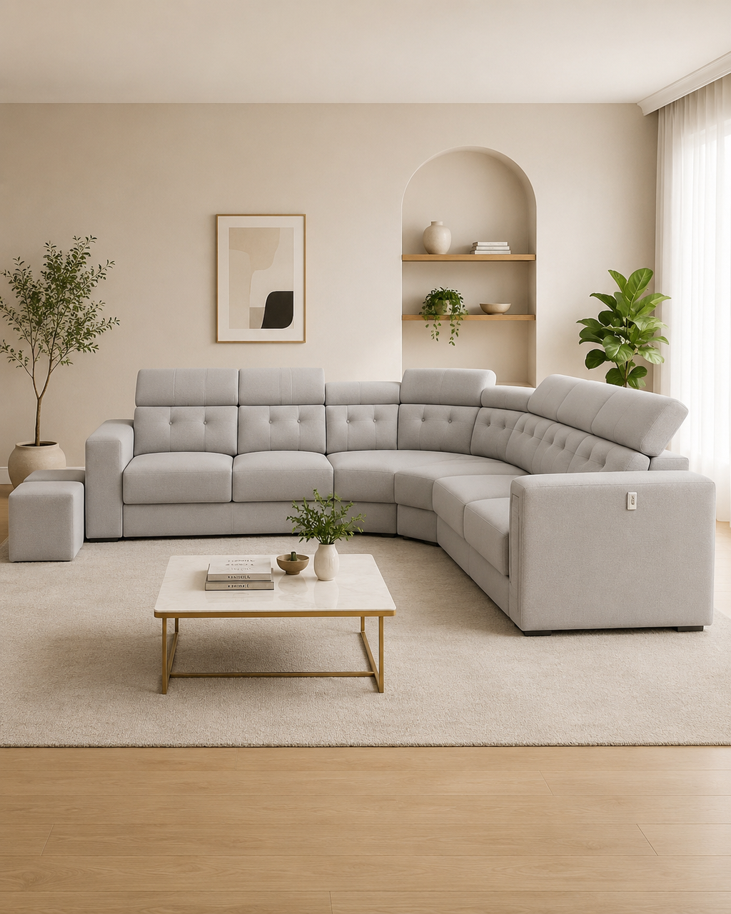 Harlow Fabric Adjustable Headrest Corner Sofa