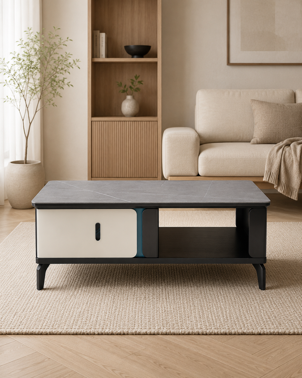 Veyra Stone-Look Storage Coffee Table
