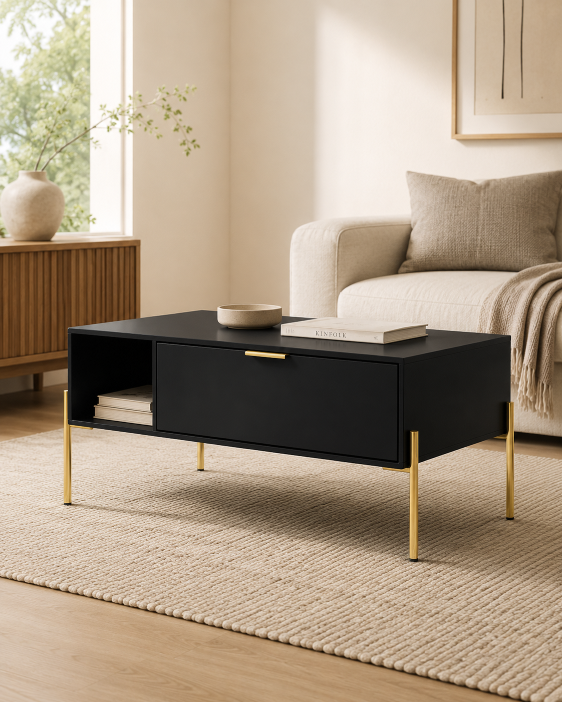 Caspian Black Storage Coffee Table