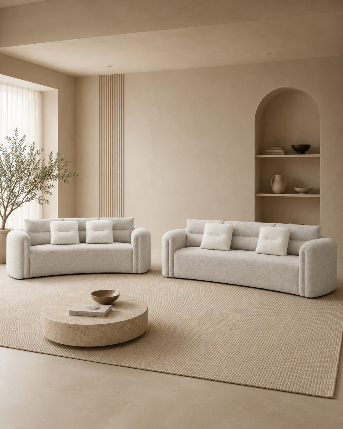 Liora Curved Fabric Sofa