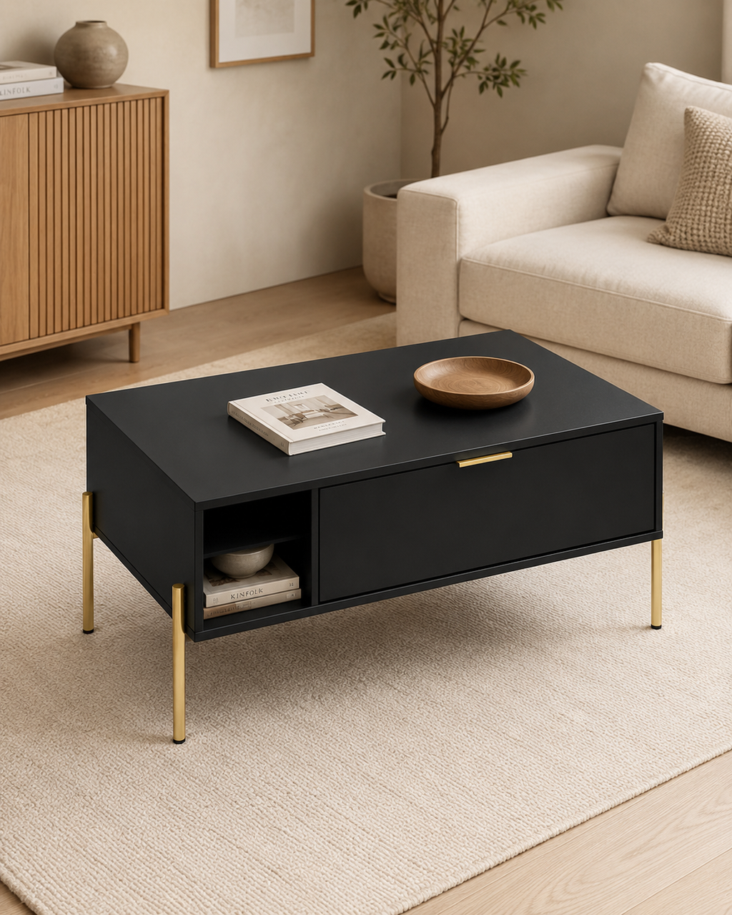 Caspian Black Storage Coffee Table