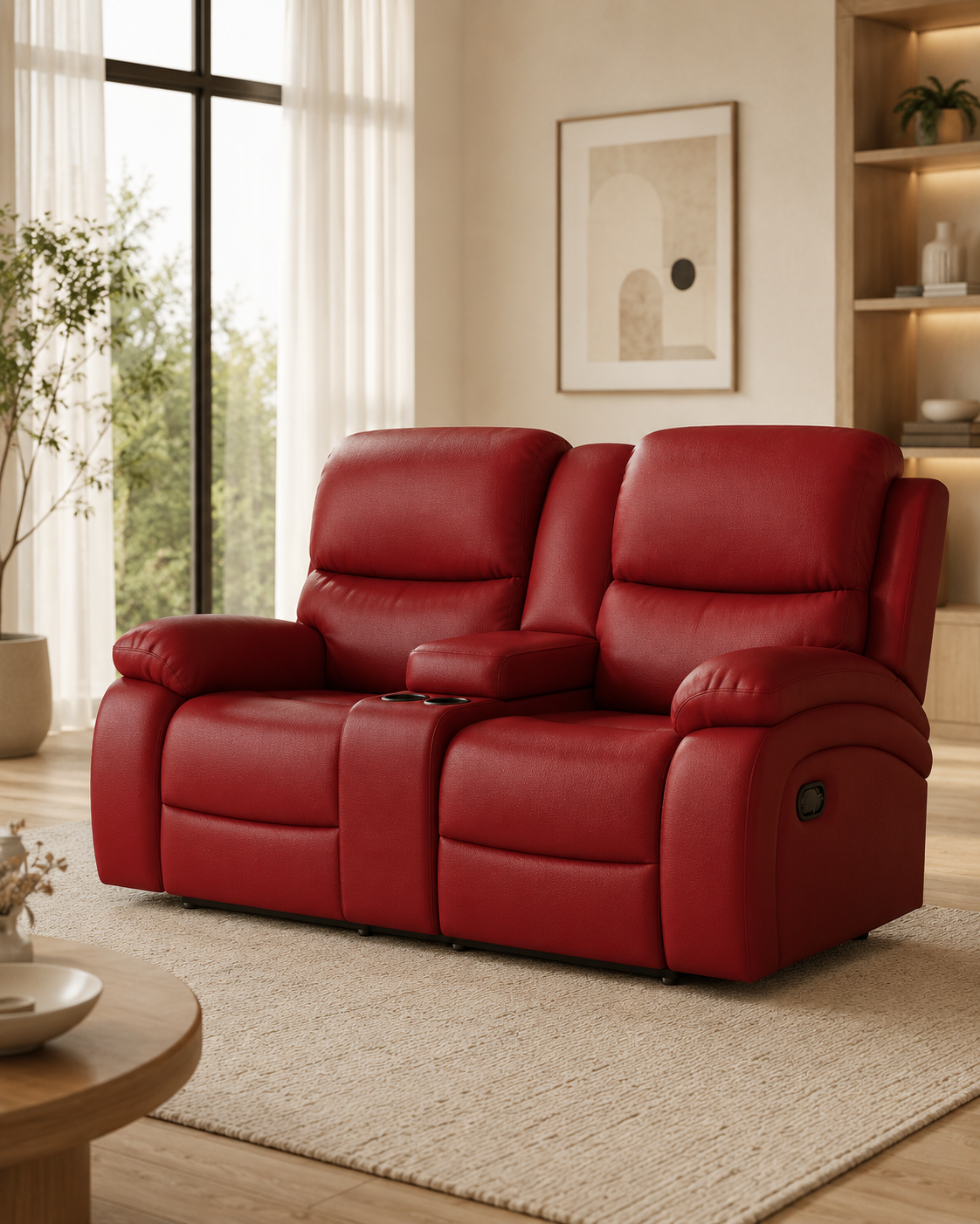 Avermont Cowhide Half-Leather Recliner Sofa