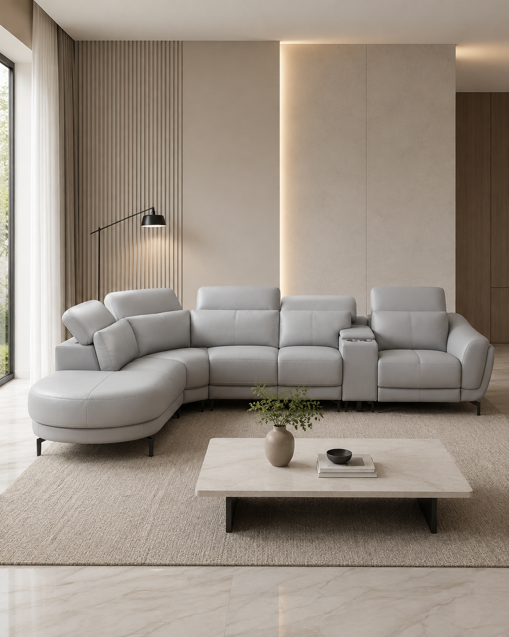 Northcott Half Leather Recliner Sectional Sofa
