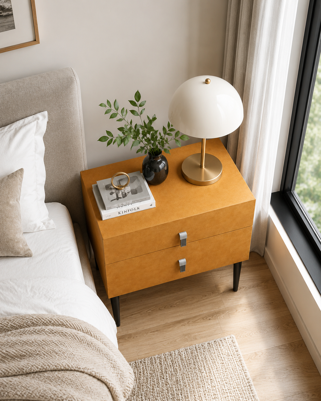 Saffron Soft-Touch Bedside Table