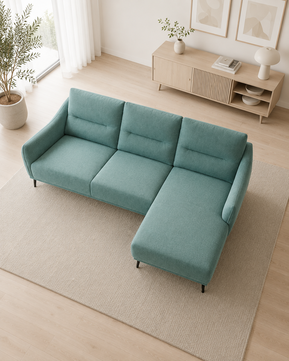 Juniper Fabric L-Shaped Sofa