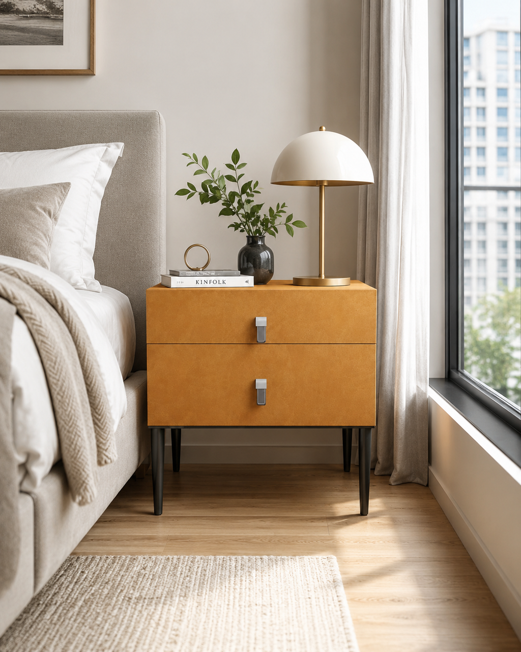 Saffron Soft-Touch Bedside Table