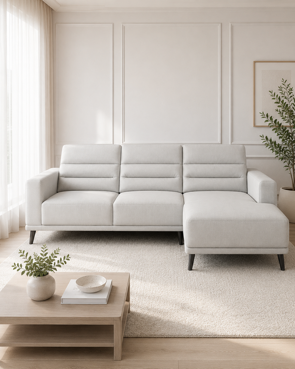 Rivelle Genuine Leather Adjustable Headrest L-Shaped Sofa