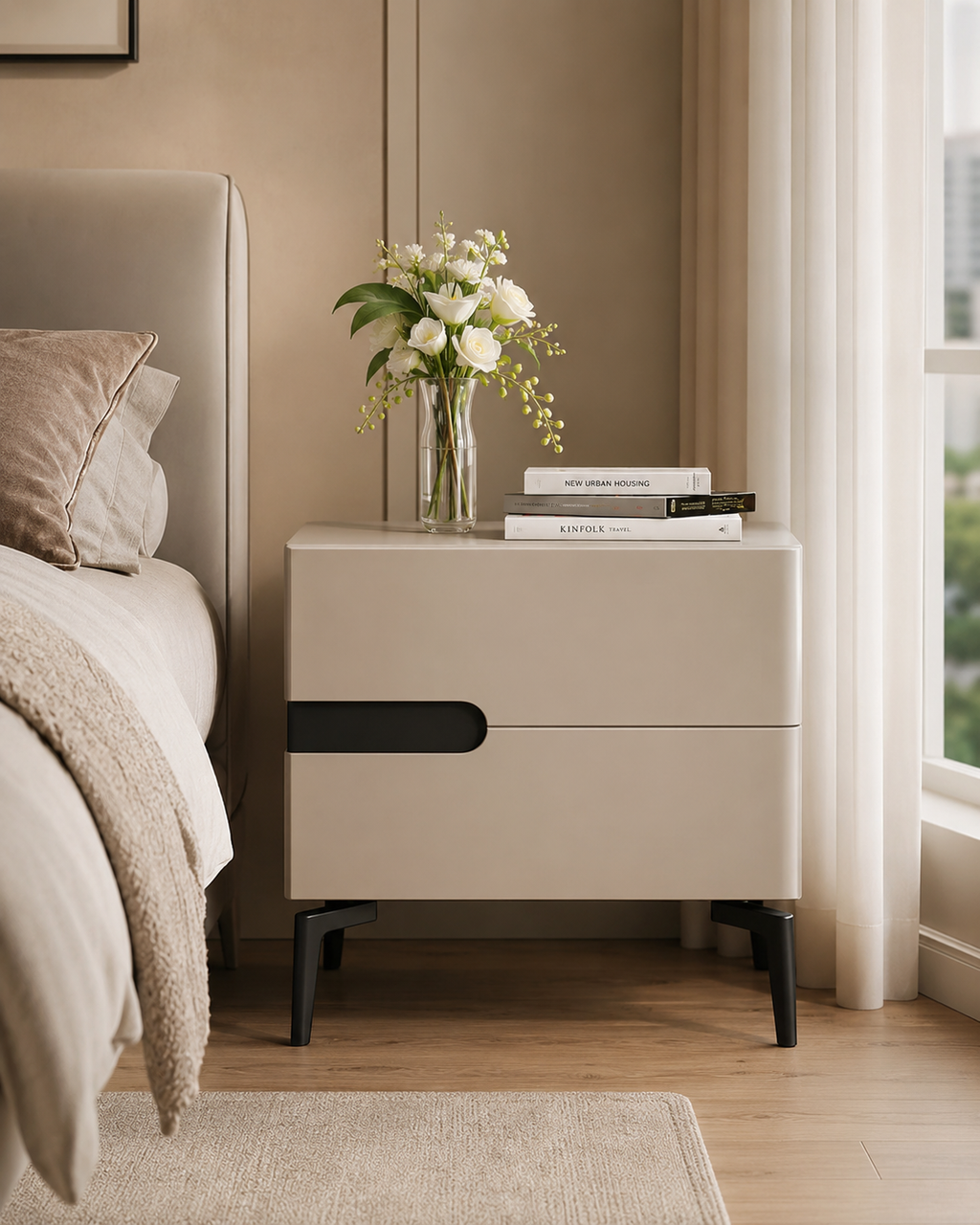Lune Soft-Touch Bedside Table