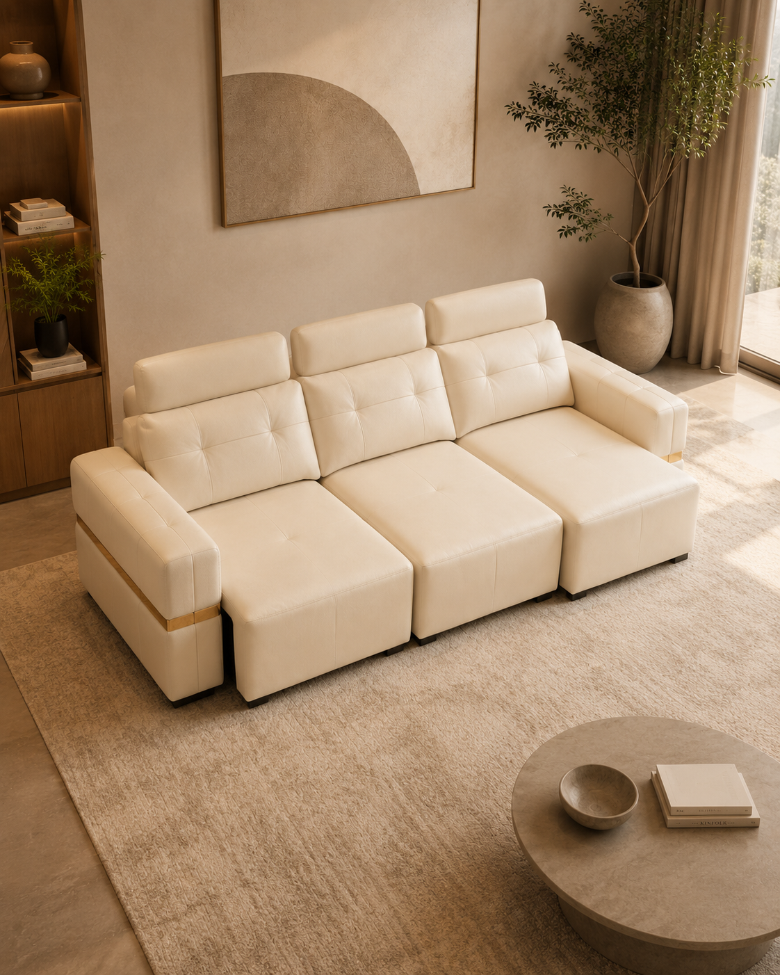 Langley Genuine Leather Electric Extended Seat Sofa