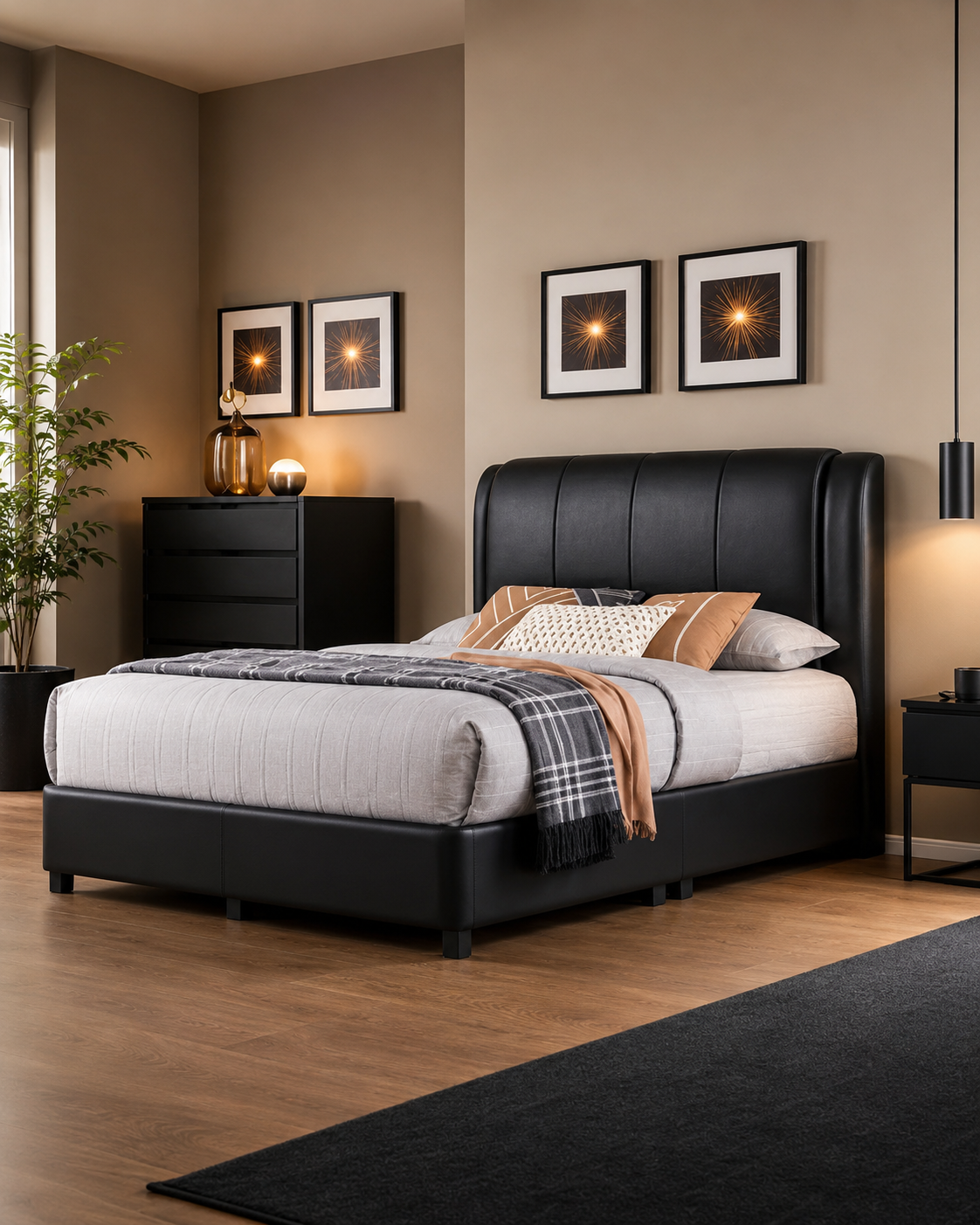 Slate Faux Leather Bed Frame