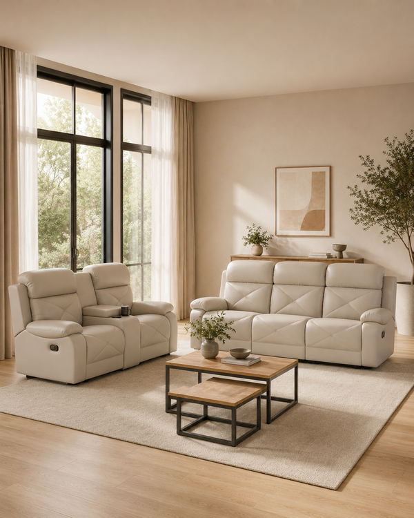 Montaire Cowhide Half-Leather Recliner Sofa