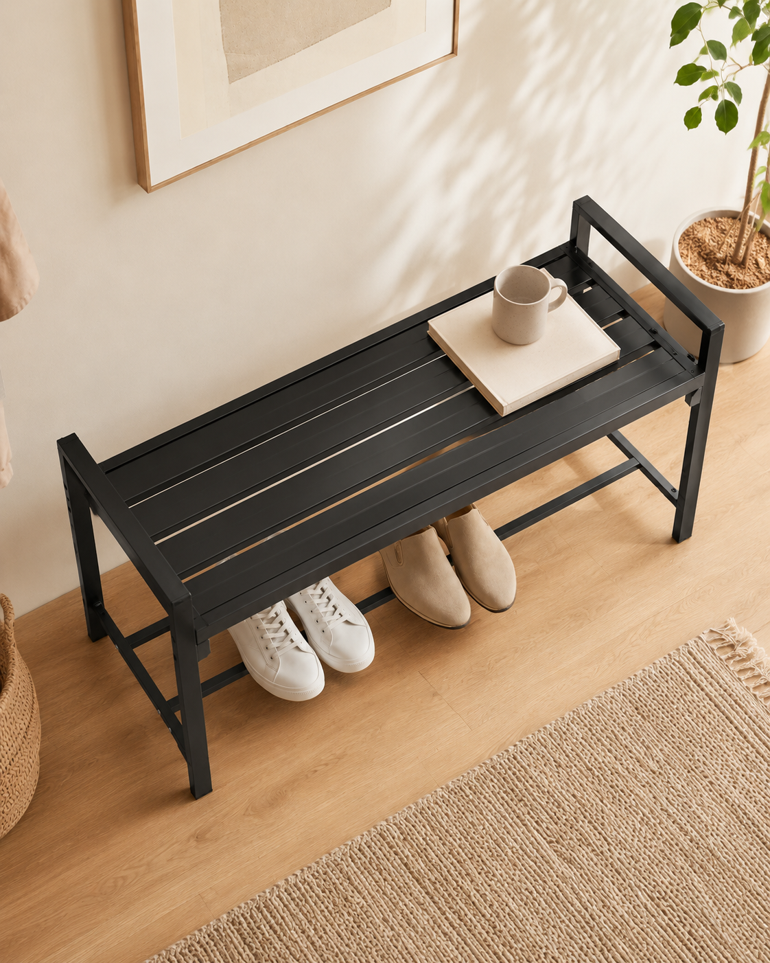 Onyx Metal Shoe Bench (120cm)