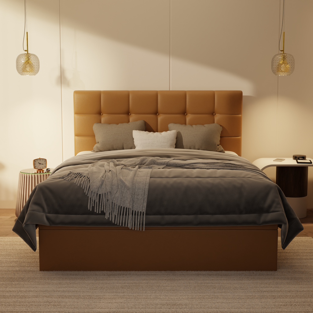 Mancine Genuine Leather Storage Bed (Gas Lift) by Esteller